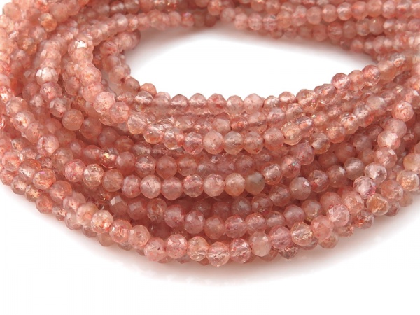 AAA Sunstone Micro-Faceted Round Beads 3mm ~ 12.5'' Strand