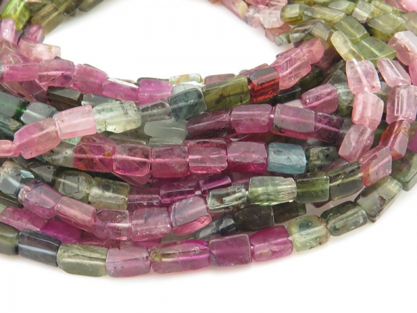 Multi-Tourmaline Smooth Rectangle Beads 5-7mm ~ 13'' Strand
