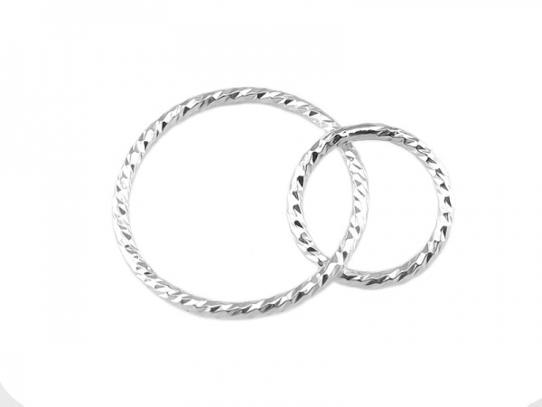 Sterling Silver Sparkle Double Circle Connector 15mm & 10mm