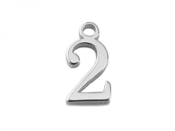 Sterling Silver Number Charm ~ 2