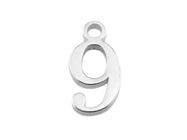 Sterling Silver Number Charm ~ 9