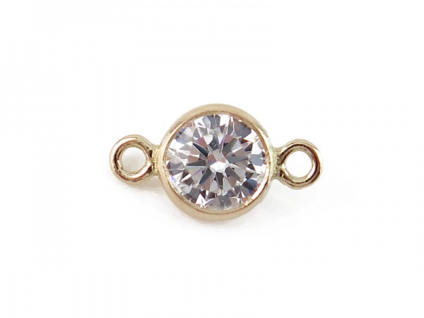 14K Gold White Cubic Zirconia Connector 8.25mm
