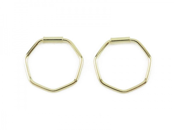 Gold Plated Sterling Silver Hexagon Hoops 12mm  ~ PAIR