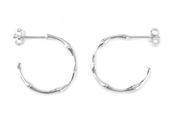 Sterling Silver Bamboo Ear Hoops  ~ PAIR