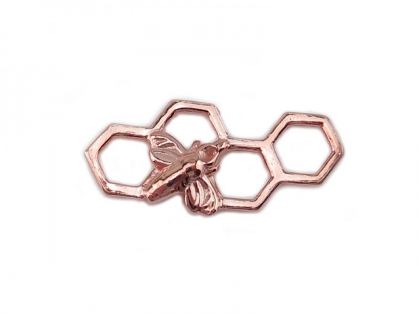 Rose Gold Vermeil Honeycomb Bee Connector 17mm