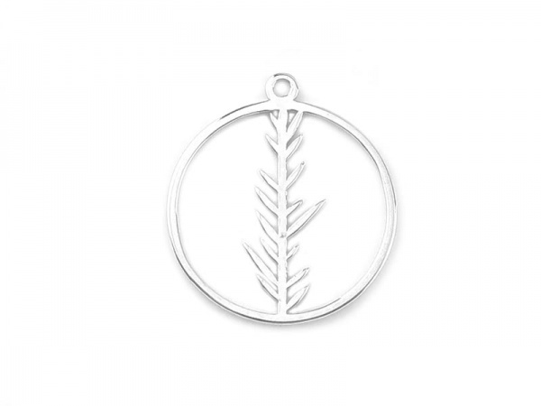 Sterling Silver Fir Branch Pendant 16mm
