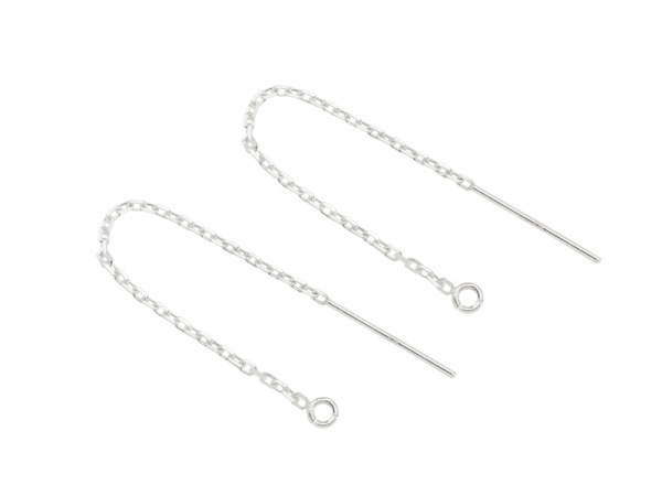Sterling Silver Ear Threader (Shorter) with Ring ~ PAIR