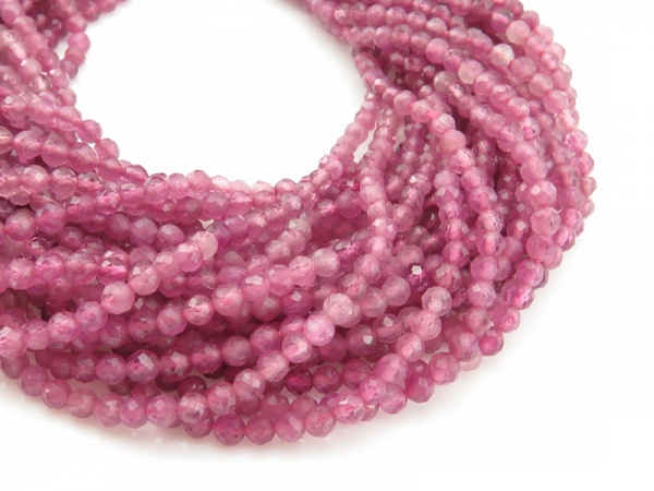 Pink Tourmaline Faceted Round Beads 3.25mm ~ 12.5'' Strand
