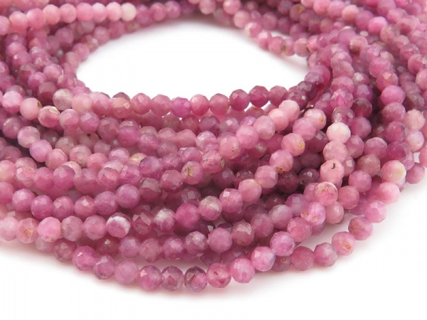 Pink Tourmaline Faceted Round Beads 3mm ~ 12.5'' Strand