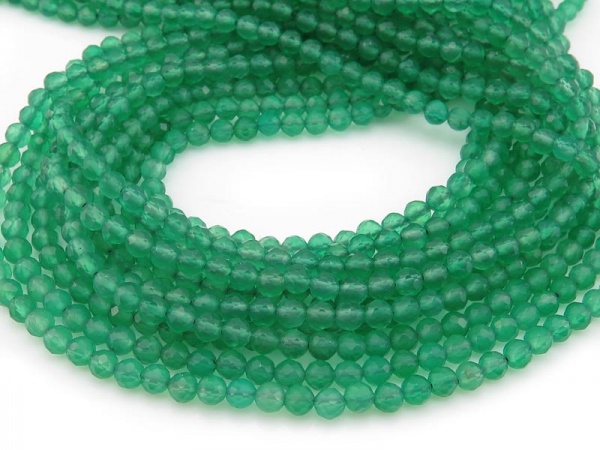 AAA Green Onyx Faceted Round Beads ~ Various Sizes ~ 12.5'' Strand