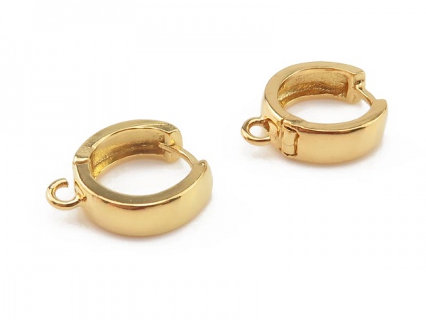 Gold Vermeil Chunky Hoop Earrings with Loop 13mm ~ PAIR