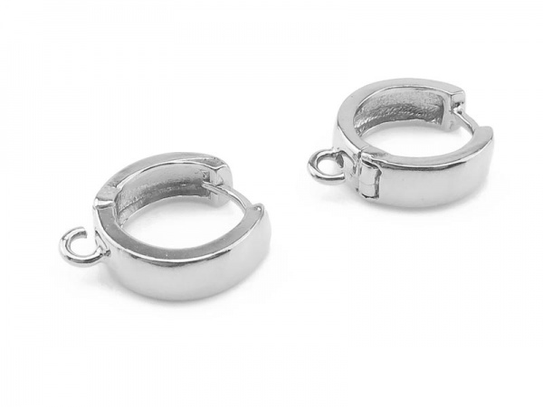 Sterling Silver Chunky Hoop Earrings with Loop  13mm ~ PAIR