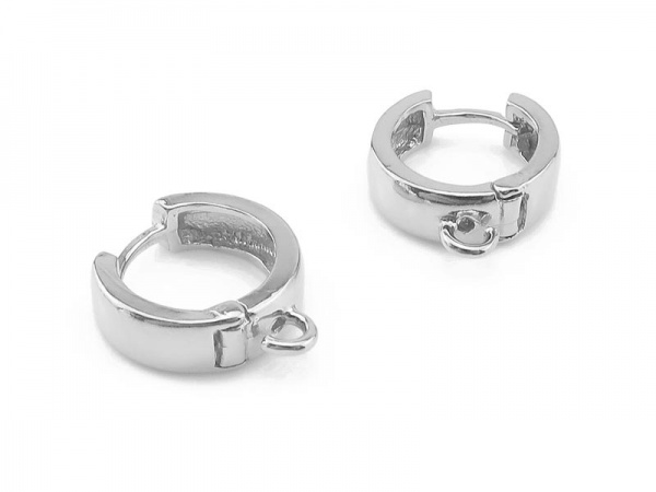 Sterling Silver Chunky Hoop Earrings with Loop  13mm ~ PAIR