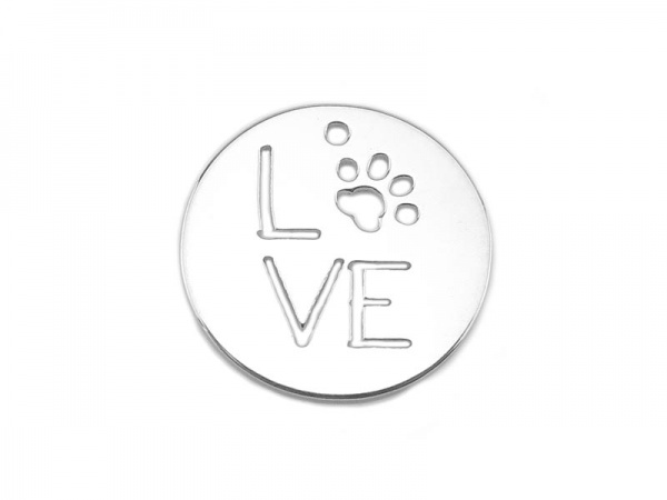 Sterling Silver Pet Love Disc 15mm