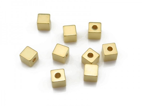 Gold Vermeil Square Bead 3mm