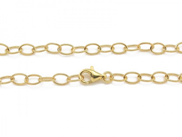 Gold Vermeil Cable Chain Bracelet with Clasp 7.5''