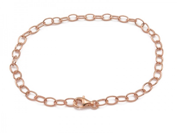 Rose Gold Vermeil Cable Chain Bracelet with Clasp 7.5''