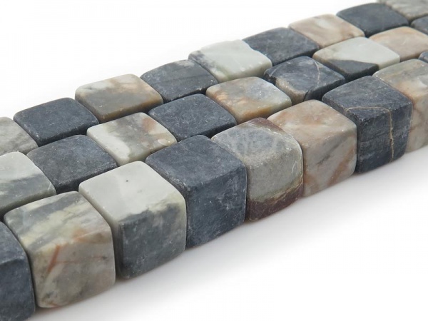 Picasso Jasper Matt Cube Beads 10mm ~ 15.75'' Strand