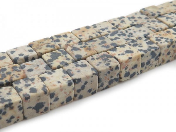 Dalmatian Jasper Matt Cube Beads 8mm ~ 15'' Strand