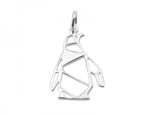 Sterling Silver Origami Penguin Pendant 19mm