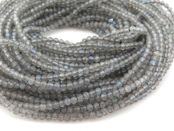 AA+ Labradorite Micro-Faceted Rondelles 2.25mm ~ 12.5'' Strand