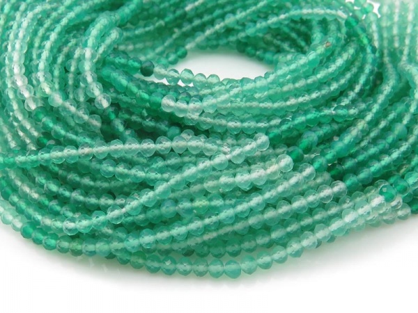 AAA Green Onyx Micro-Faceted Rondelles 2.25mm ~ 12.5'' Strand