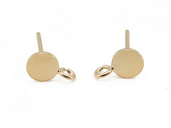 Gold Filled Disc Ear Post w/Ring 4mm ~ PAIR