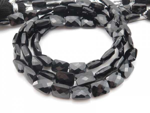 AA Black Spinel Faceted Rectangle Beads 8-9mm ~ 8'' Strand