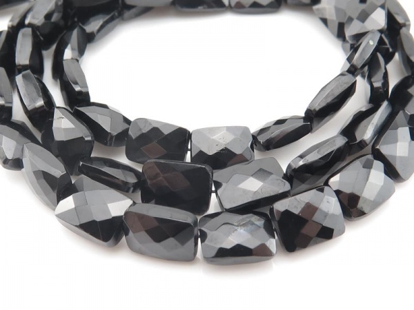 AA Black Spinel Faceted Rectangle Beads 8-9mm ~ 8'' Strand