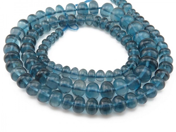 AAA London Blue Topaz Smooth Rondelles 4-7mm ~ 15'' Strand