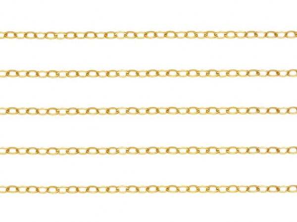 14K Gold Flat Cable Chain 2mm x 1.4mm ~ by the inch