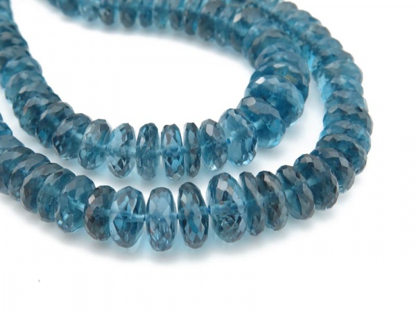 AAA London Blue Topaz Faceted Disc Beads 4-7.5mm ~ 15'' Strand
