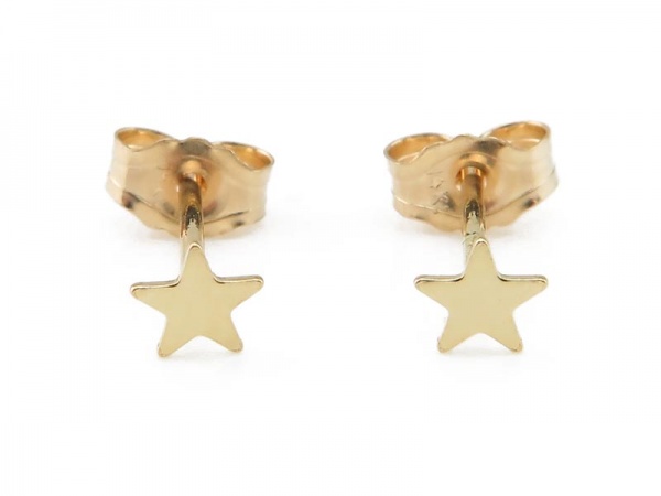 14K Gold Star Ear Studs 3mm ~ PAIR