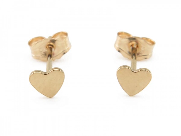 14K Gold Heart Ear Studs 3.5mm ~ PAIR