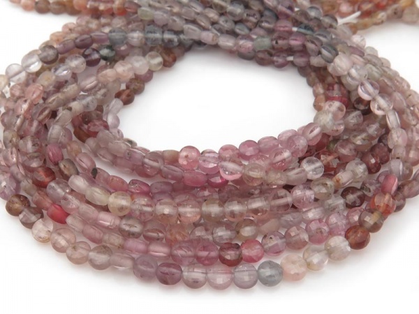 AA Multi Spinel Faceted Coin Beads 4mm ~ 12.5'' Strand