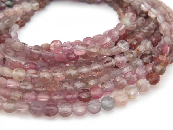 AA Multi Spinel Faceted Coin Beads 4mm ~ 12.5'' Strand
