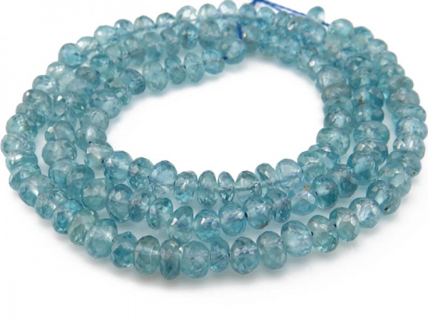 AAA Blue Zircon Micro-Faceted Rondelles 3-5mm ~ 16'' Strand