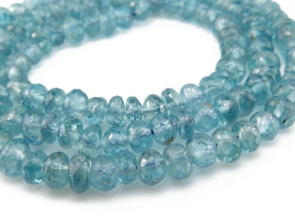 AAA Blue Zircon Micro-Faceted Rondelles 3-5mm ~ 16'' Strand