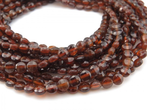 AA Spessartine Garnet Faceted Coin Beads 4mm ~ 12.5'' Strand