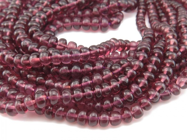 AA+ Rhodolite Garnet Smooth Rondelles 3-5.5mm ~ 16'' Strand