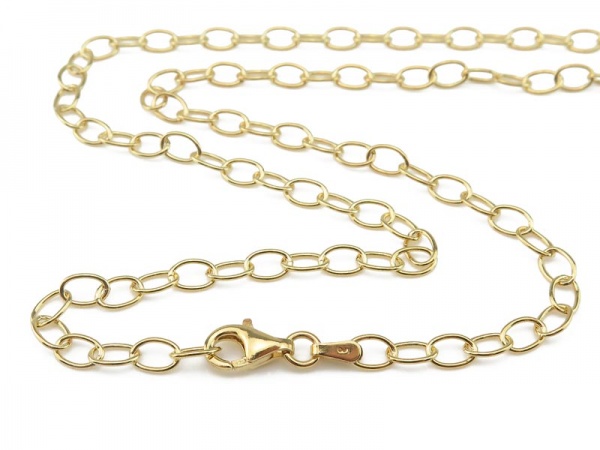 Gold Plated Vermeil Silver Cable Chain (5.5mm) Necklace with Clasp 15.75''