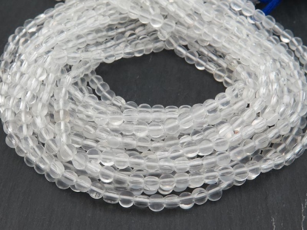 AAA Crystal Quartz Faceted Coin Beads 4.5mm ~ 12.5'' Strand