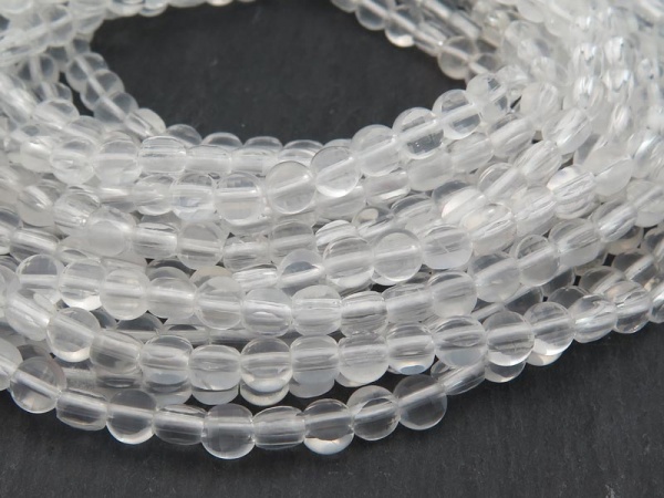 AAA Crystal Quartz Faceted Coin Beads 4mm ~ 12.5'' Strand