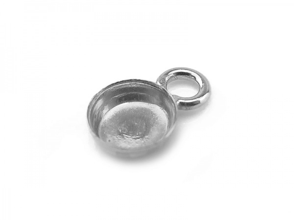 Sterling Silver Bezel Cup Setting with Loop 4mm