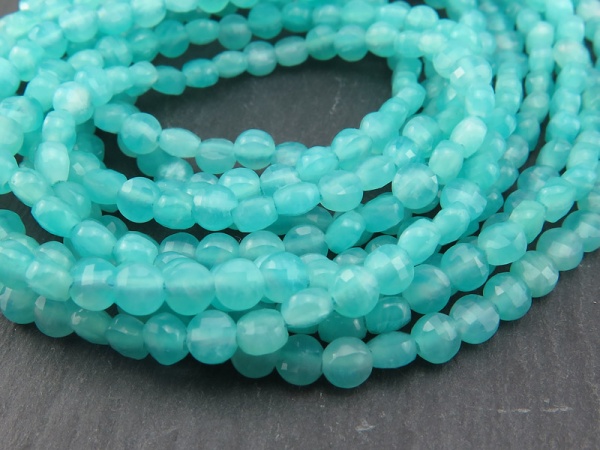 AAA Amazonite Faceted Coin Beads 3.75mm ~ 12.5'' Strand