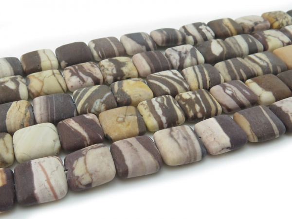 Zebra Jasper Matt Square Beads 14mm ~ 15.5'' Strand