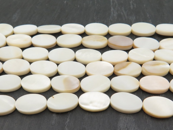 Mother of Pearl Oval Beads 14mm ~ 15.5'' Strand