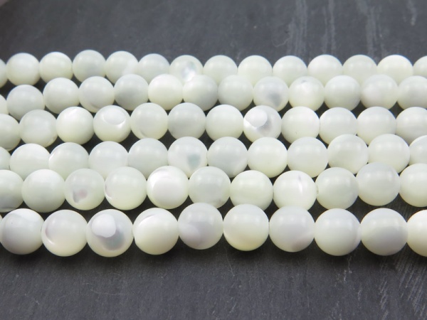 Mother of Pearl Smooth Round Beads 6.5mm ~ 15.5'' Strand
