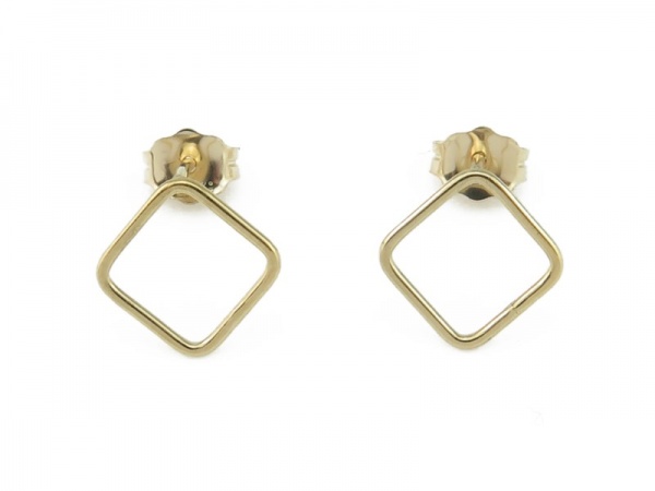 Gold Filled Open Square Ear Studs ~ PAIR