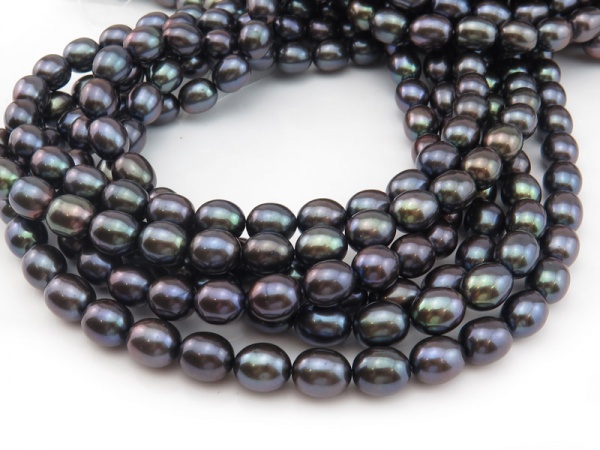 Freshwater Pearl Black Rice Beads 9-10mm ~ 16'' Strand